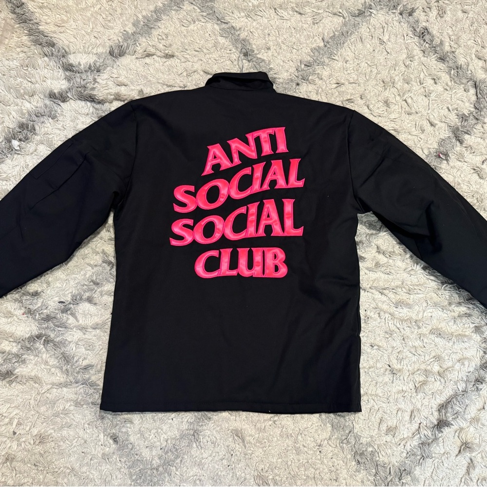 Anti Social Social Club Black Jacket with Pink Logo